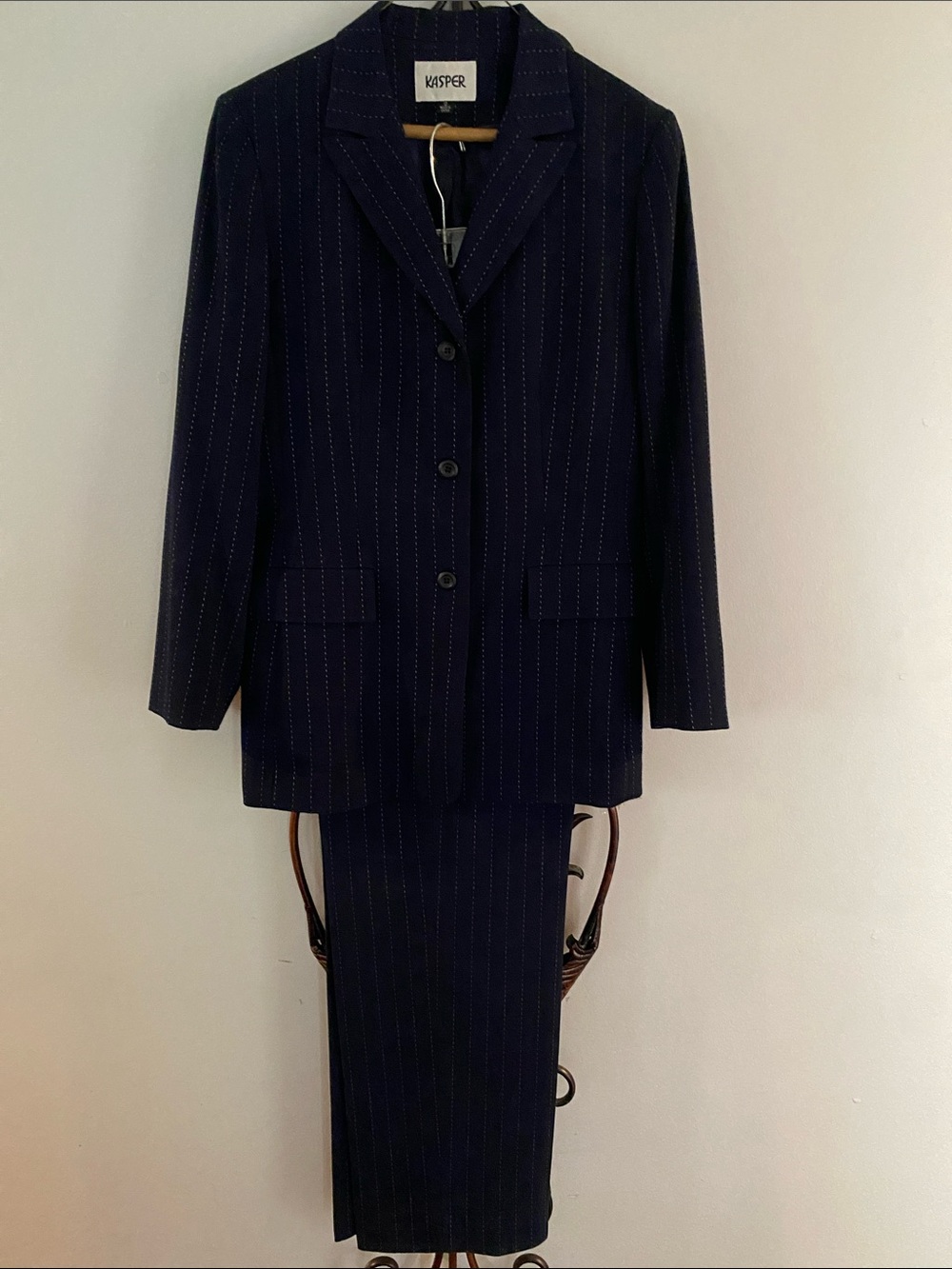 Kasper Navy Pinstripe Women's Suit Jacket and Pants